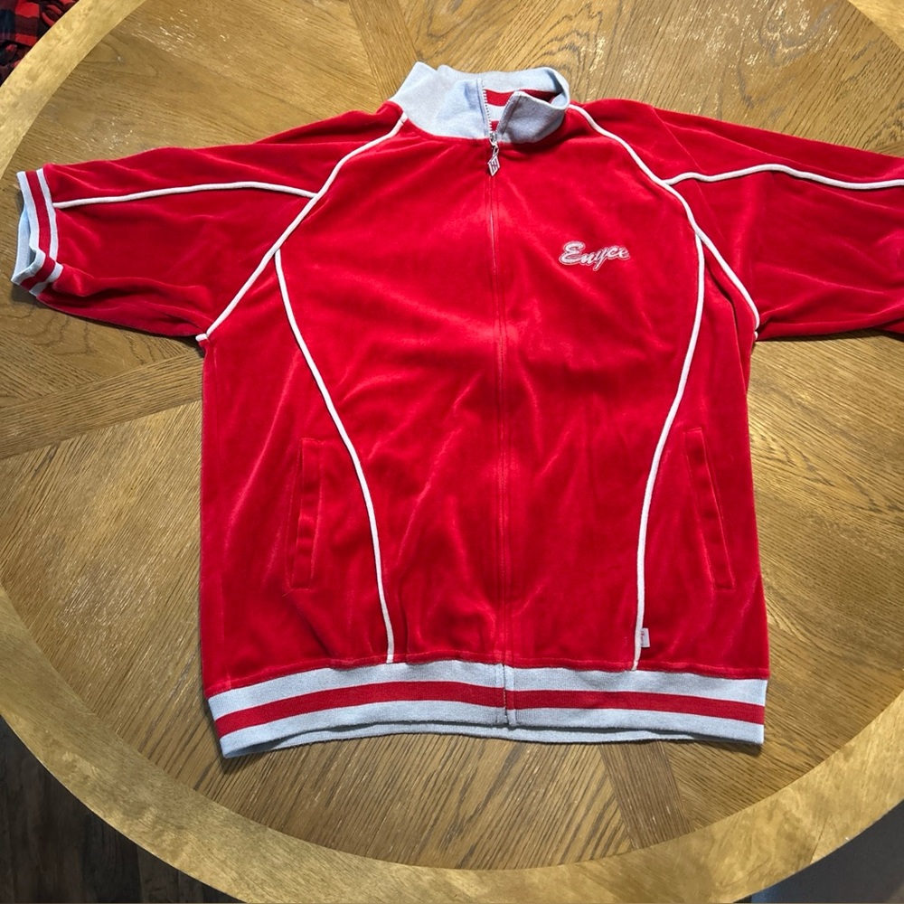 Vintage Enyce Velour Track Suit Size Mens XL Red And Grey 90s Y2K Zip Ankle